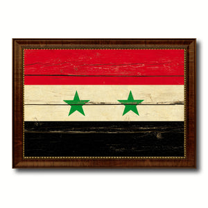 Syria Country Flag Vintage Canvas Print with Brown Picture Frame Home Decor Gifts Wall Art Decoration Artwork