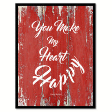 Load image into Gallery viewer, You make my heart happy - Emily Beckett Romantic Quote Saying Canvas Print with Picture Frame Home Decor Wall Art, Red
