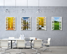 Load image into Gallery viewer, Pathway Autumn Park Yellow Leaves Picture French Window Canvas Print with Frame Gifts Home Decor Wall Art Collection
