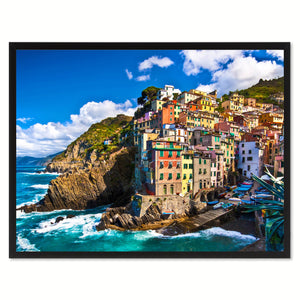 Riomaggiore Fisherman Village Landscape Photo Canvas Print Pictures Frames Home Décor Wall Art Gifts