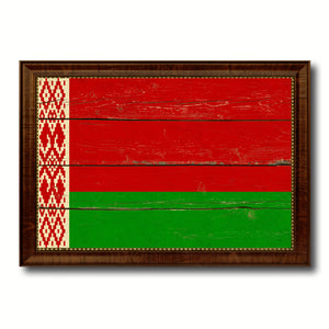 Belarus Country Flag Vintage Canvas Print with Brown Picture Frame Home Decor Gifts Wall Art Decoration Artwork