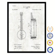 Load image into Gallery viewer, 1896 Banjo Old Patent Art Print on Canvas Custom Framed Vintage Home Decor Wall Decoration Great for Gifts
