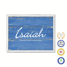 Load image into Gallery viewer, Isaiah Name Plate White Wash Wood Frame Canvas Print Boutique Cottage Decor Shabby Chic
