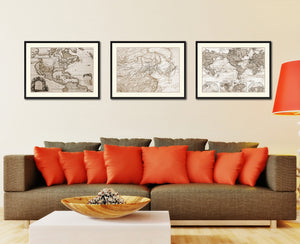 Europe  Asia Vintage Sepia Map Canvas Print, Picture Frame Gifts Home Decor Wall Art Decoration