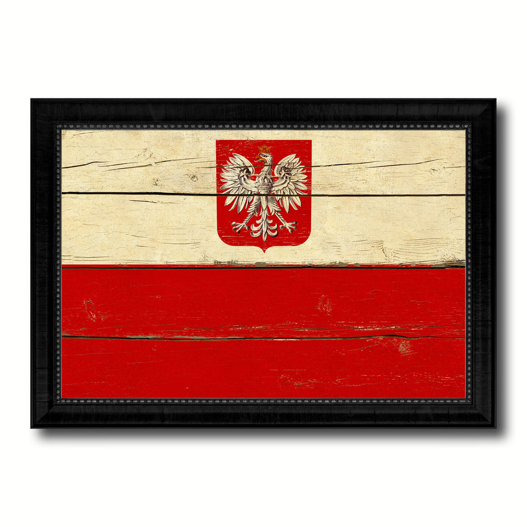 Poland Country Flag Vintage Canvas Print with Black Picture Frame Home Decor Gifts Wall Art Decoration Artwork