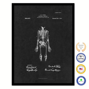 1911 Doctor Anatomical Skeleton Vintage Patent Artwork Black Framed Canvas Home Office Decor Great for Doctor Paramedic Surgeon Hospital Medical Student