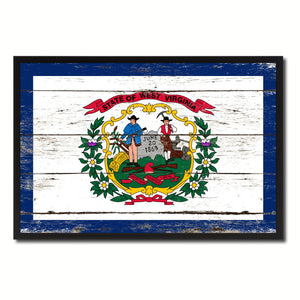 West Virginia State Flag Vintage Canvas Print with Black Picture Frame Home DecorWall Art Collectible Decoration Artwork Gifts