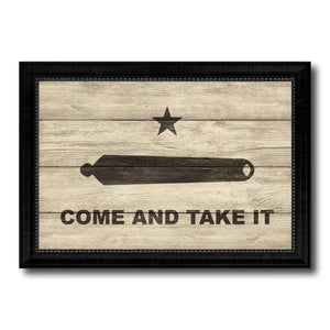 Revolution Come and Take It Military Flag Texture Canvas Print with Black Picture Frame Gift Ideas Home Decor Wall Art