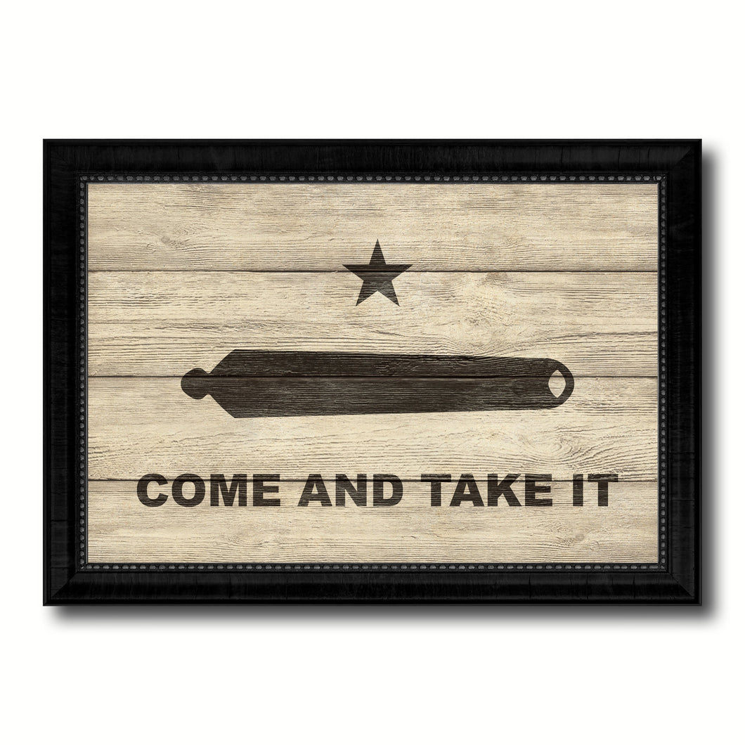 Revolution Come and Take It Military Flag Texture Canvas Print with Black Picture Frame Gift Ideas Home Decor Wall Art