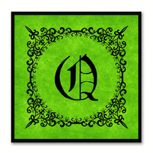 Load image into Gallery viewer, Alphabet Q Green Canvas Print Black Frame Kids Bedroom Wall Décor Home Art
