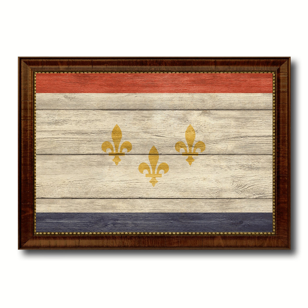 New Orleans  City Louisiana State Texture Flag Canvas Print Brown Picture Frame