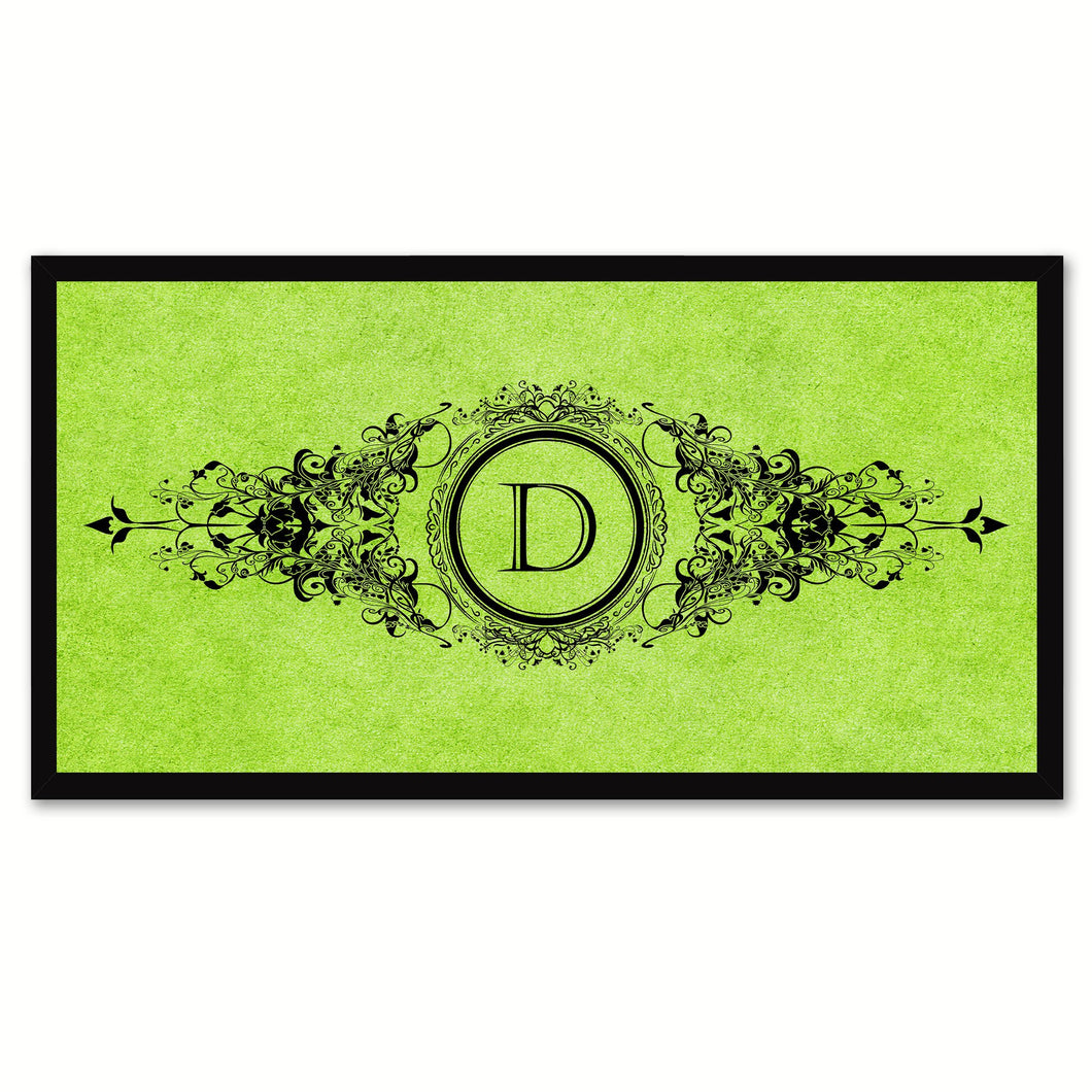 Alphabet Letter D Green Canvas Print Black Frame Kids Bedroom Wall Décor Home Art