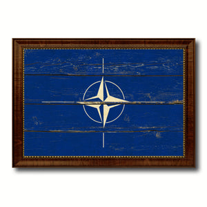 Nato Country Flag Vintage Canvas Print with Brown Picture Frame Home Decor Gifts Wall Art Decoration Artwork