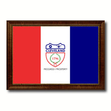 Load image into Gallery viewer, Cleveland City Ohio State Flag Canvas Print Brown Picture Frame
