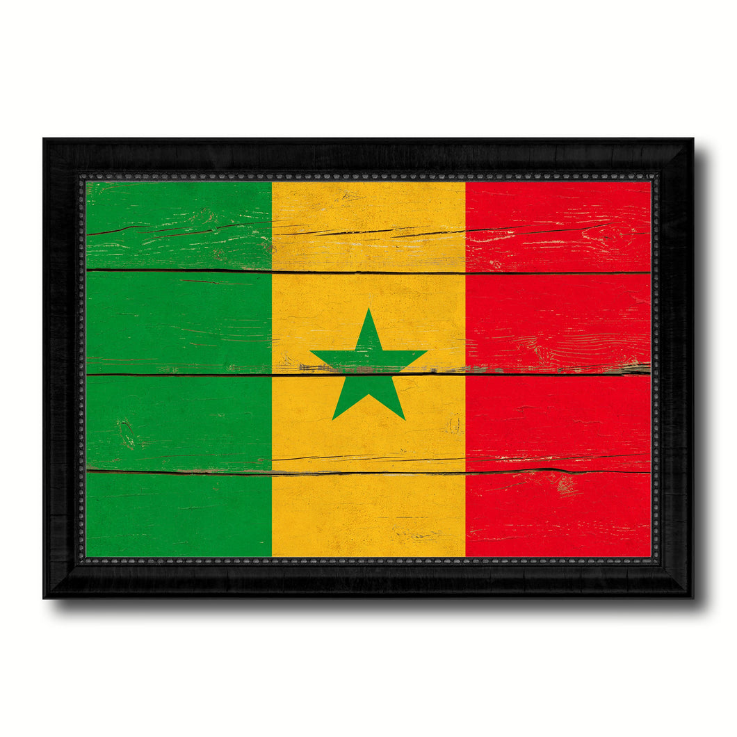 Senegal Country Flag Vintage Canvas Print with Black Picture Frame Home Decor Gifts Wall Art Decoration Artwork