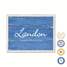 Load image into Gallery viewer, Landon Name Plate White Wash Wood Frame Canvas Print Boutique Cottage Decor Shabby Chic
