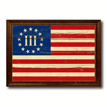 Load image into Gallery viewer, 3 Percent Betsy Ross Nyberg Battle III Revolutionary War Military Flag Vintage Canvas Print with Brown Picture Frame Gifts Ideas Home Decor Wall Art Decoration
