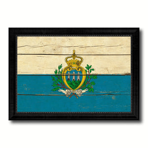 San Marino Country Flag Vintage Canvas Print with Black Picture Frame Home Decor Gifts Wall Art Decoration Artwork