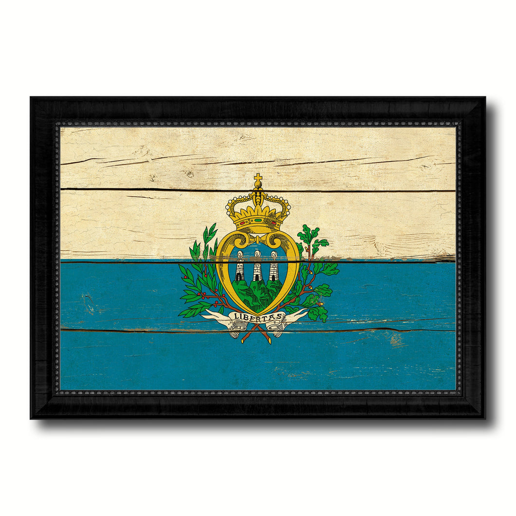 San Marino Country Flag Vintage Canvas Print with Black Picture Frame Home Decor Gifts Wall Art Decoration Artwork