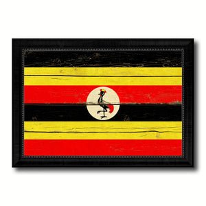 Uganda Country Flag Vintage Canvas Print with Black Picture Frame Home Decor Gifts Wall Art Decoration Artwork