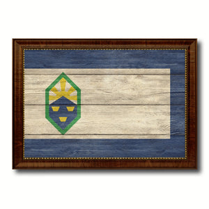 Colorado Springs City Colorado State Texture Flag Canvas Print Brown Picture Frame