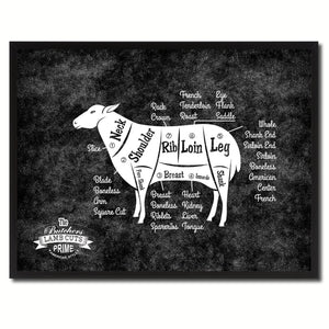 Lamb Meat Cuts Butchers Chart Canvas Print Picture Frame Home Decor Wall Art Gifts