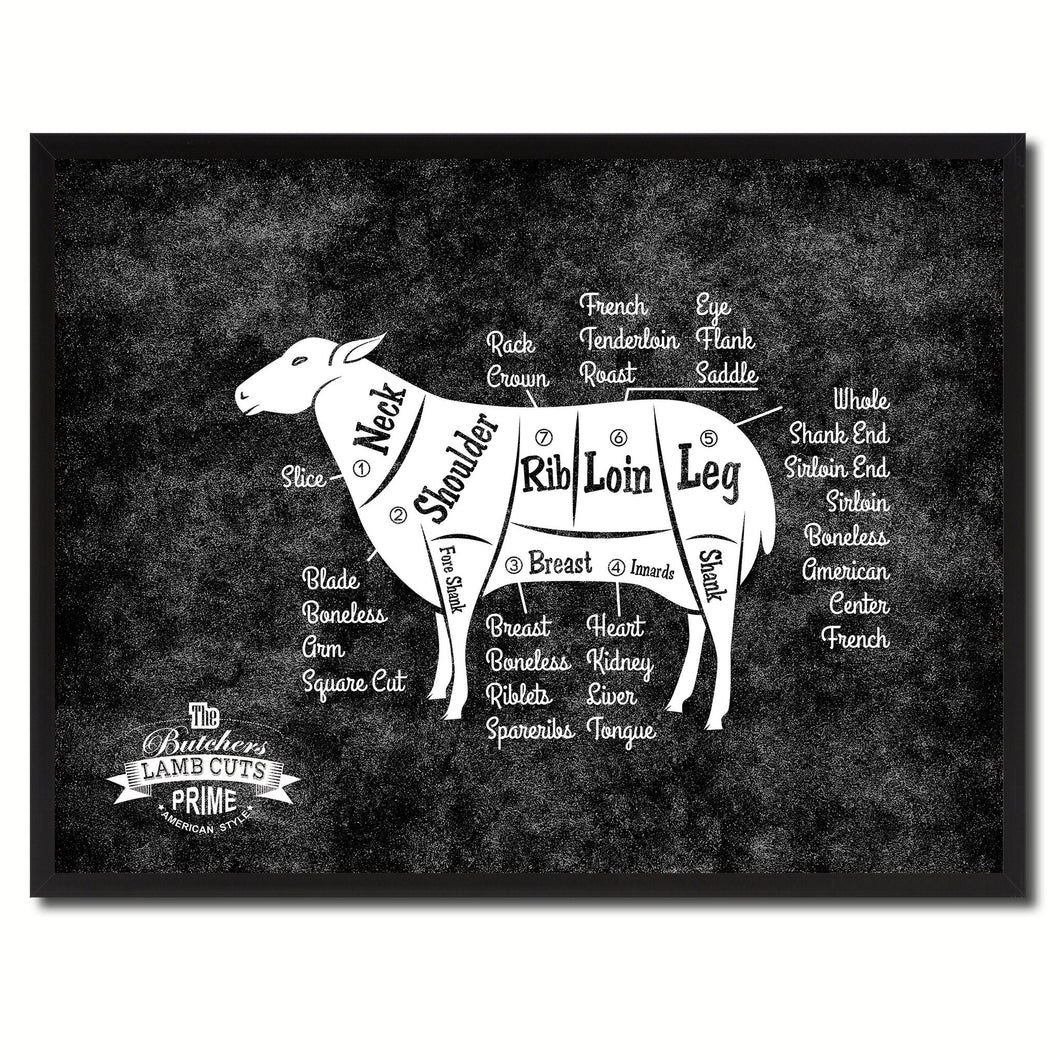 Lamb Meat Cuts Butchers Chart Canvas Print Picture Frame Home Decor Wall Art Gifts