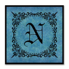 Load image into Gallery viewer, Alphabet N Blue Canvas Print Black Frame Kids Bedroom Wall Décor Home Art
