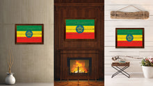 Load image into Gallery viewer, Ethiopia Country Flag Vintage Canvas Print with Brown Picture Frame Home Decor Gifts Wall Art Decoration Artwork
