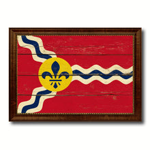 Load image into Gallery viewer, St Louis City Missouri State Vintage Flag Canvas Print Brown Picture Frame
