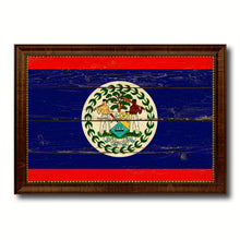 Load image into Gallery viewer, Belize Country Flag Vintage Canvas Print with Brown Picture Frame Home Decor Gifts Wall Art Decoration Artwork
