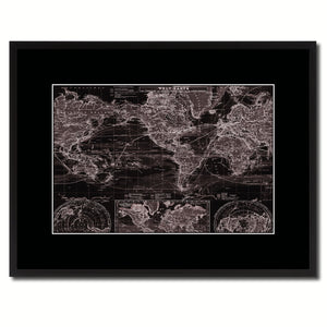 World Ocean Currents Vintage Vivid Sepia Map Canvas Print, Picture Frames Home Decor Wall Art Decoration Gifts