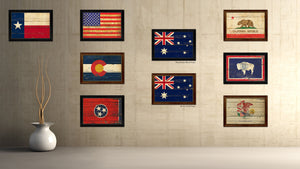Australia Country Flag Vintage Canvas Print with Brown Picture Frame Home Decor Gifts Wall Art Decoration Artwork