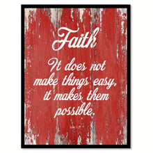 Load image into Gallery viewer, Faith it does not make things easy it makes them possible - Luke 1:37 Bible Verse Gifts Home Decor Wall Art Canvas Print with Custom Picture Frame, Red
