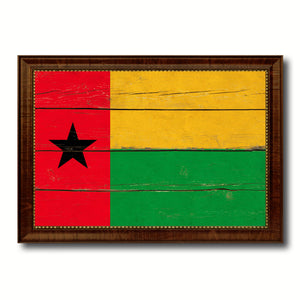 Guinea Bissau Country Flag Vintage Canvas Print with Brown Picture Frame Home Decor Gifts Wall Art Decoration Artwork