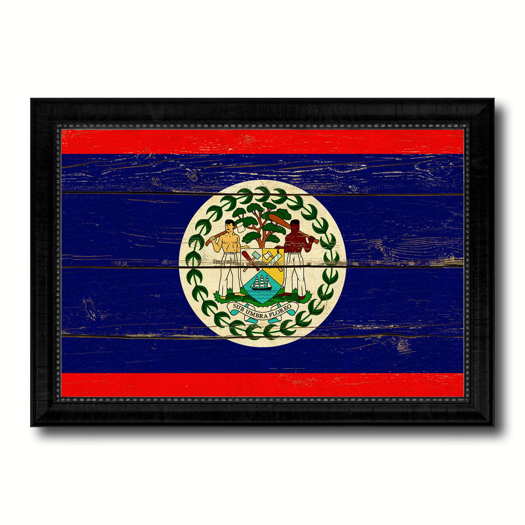 Belize Country Flag Vintage Canvas Print with Black Picture Frame Home Decor Gifts Wall Art Decoration Artwork