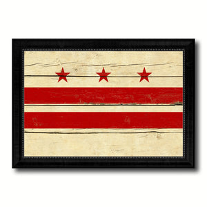Washington DC Vintage Flag Canvas Print Black Picture Frame
