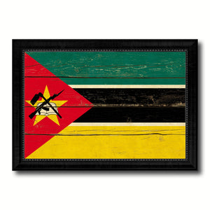 Mozambiqu Country Flag Vintage Canvas Print with Black Picture Frame Home Decor Gifts Wall Art Decoration Artwork