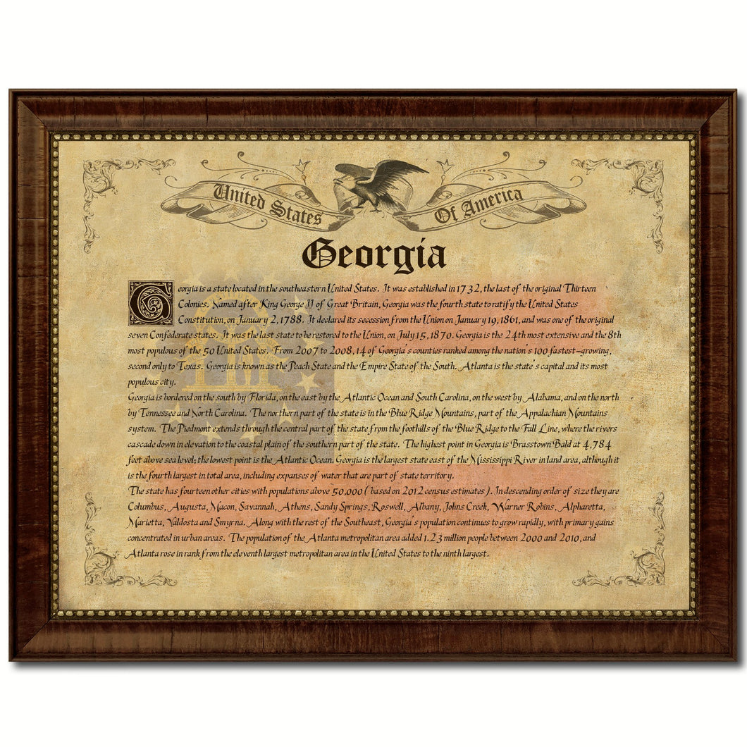 Georgia Vintage History Flag Canvas Print, Picture Frame Gift Ideas Home Décor Wall Art Decoration