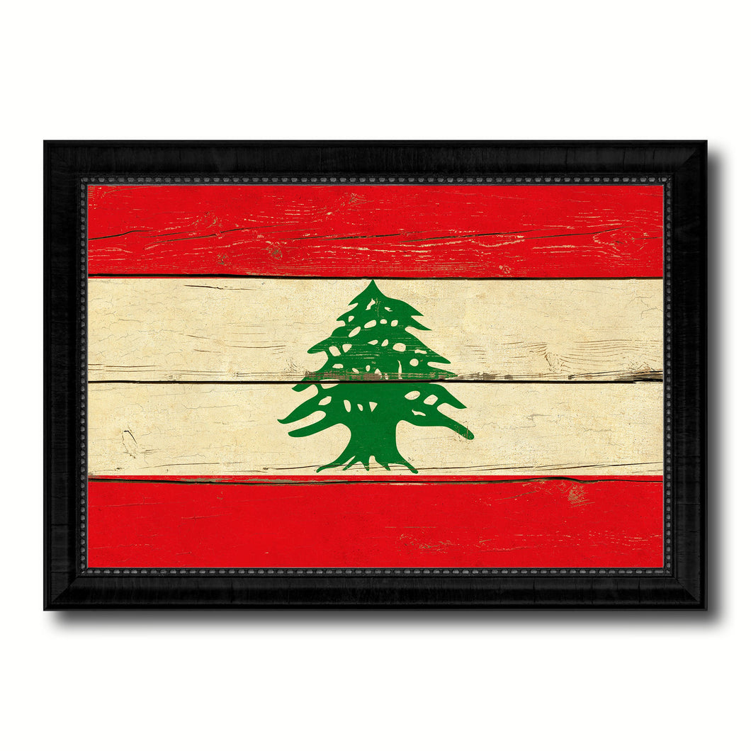 Lebanon Country Flag Vintage Canvas Print with Black Picture Frame Home Decor Gifts Wall Art Decoration Artwork