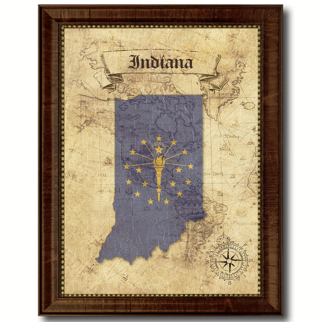 Indiana State Vintage Map Home Decor Wall Art Office Decoration Gift Ideas