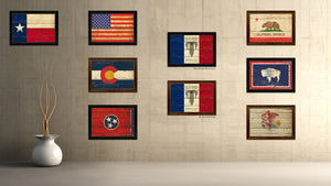 Kansas City Missouri State Vintage Flag Canvas Print Brown Picture Frame