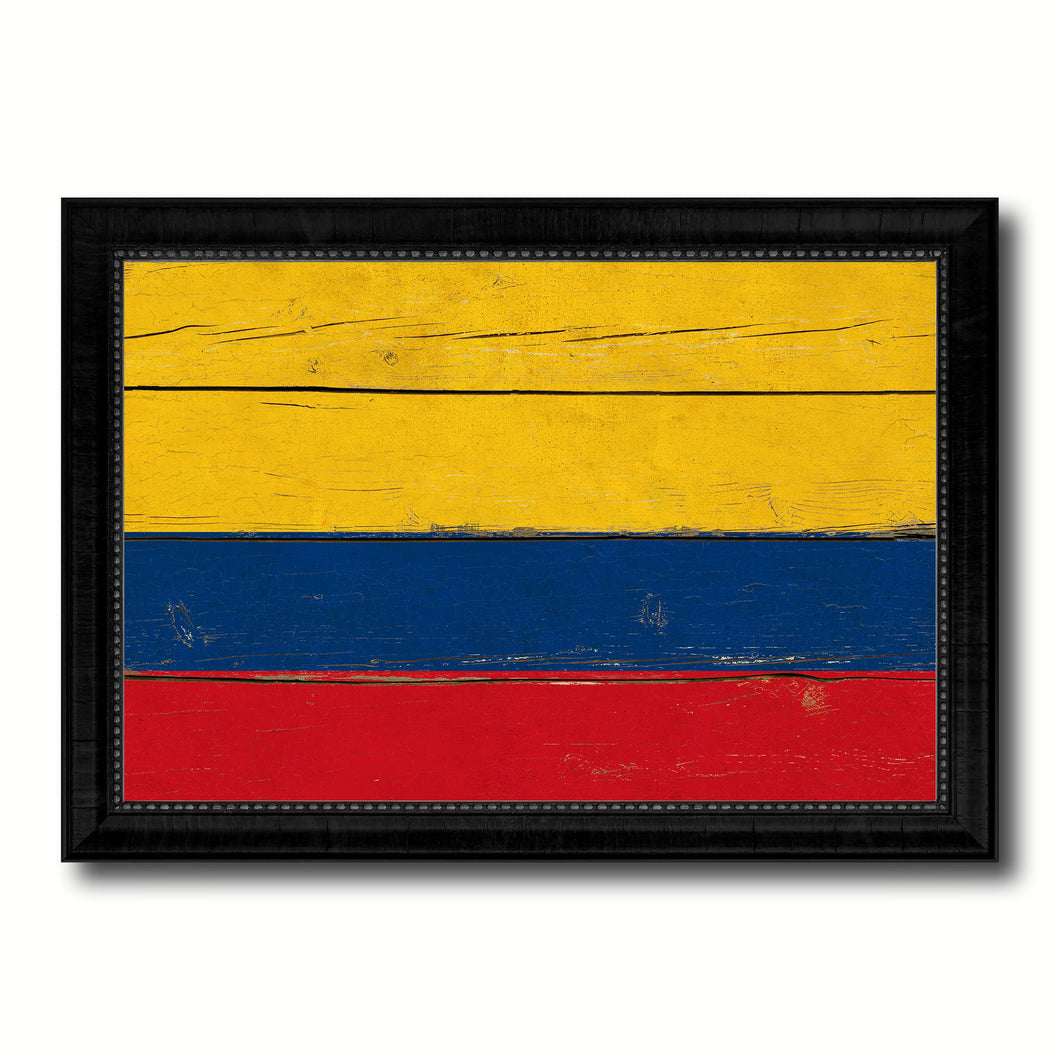Colombia Country Flag Vintage Canvas Print with Black Picture Frame Home Decor Gifts Wall Art Decoration Artwork