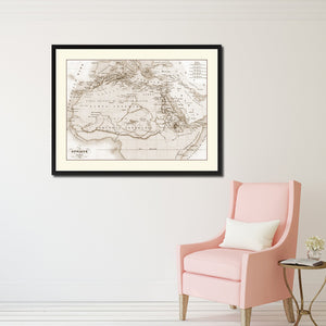 Ancient Africa Vintage Sepia Map Canvas Print, Picture Frame Gifts Home Decor Wall Art Decoration