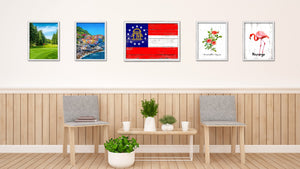 Georgia State Flag Shabby Chic Gifts Home Decor Wall Art Canvas Print, White Wash Wood Frame
