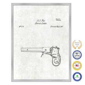 1837 Breech Loader Old Patent Art Print on Canvas Custom Framed Vintage Home Decor Wall Decoration Great for Gifts