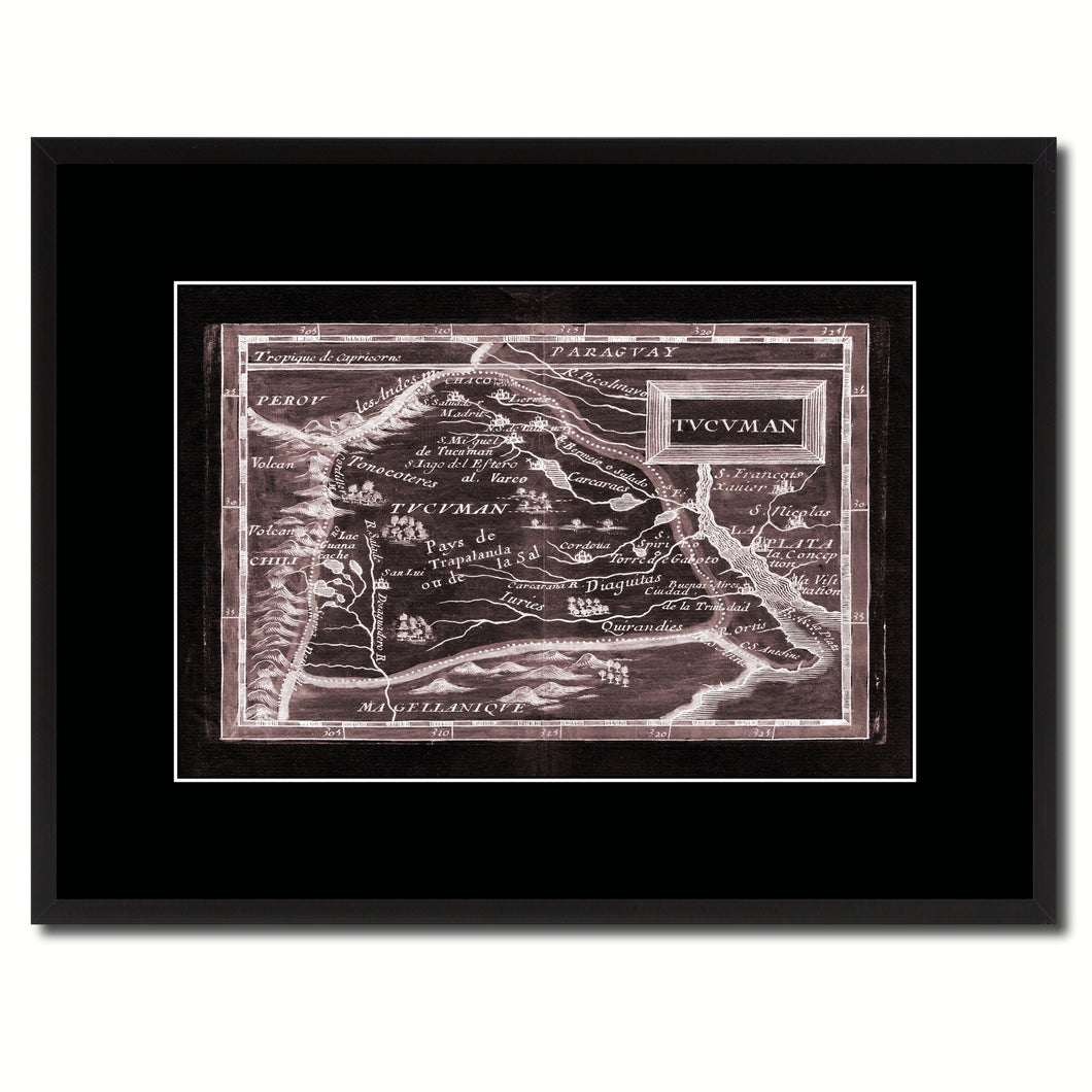 Tucuman Argentina Buenos Aires Vintage Vivid Sepia Map Canvas Print, Picture Frames Home Decor Wall Art Decoration Gifts