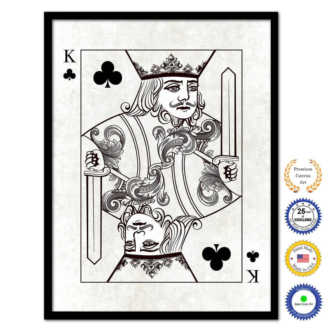King Clover Poker Decks of Vintage Cards Print on Canvas Black Custom Framed