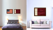 Load image into Gallery viewer, Qatar Country Flag Texture Canvas Print with Brown Custom Picture Frame Home Decor Gift Ideas Wall Art Decoration
